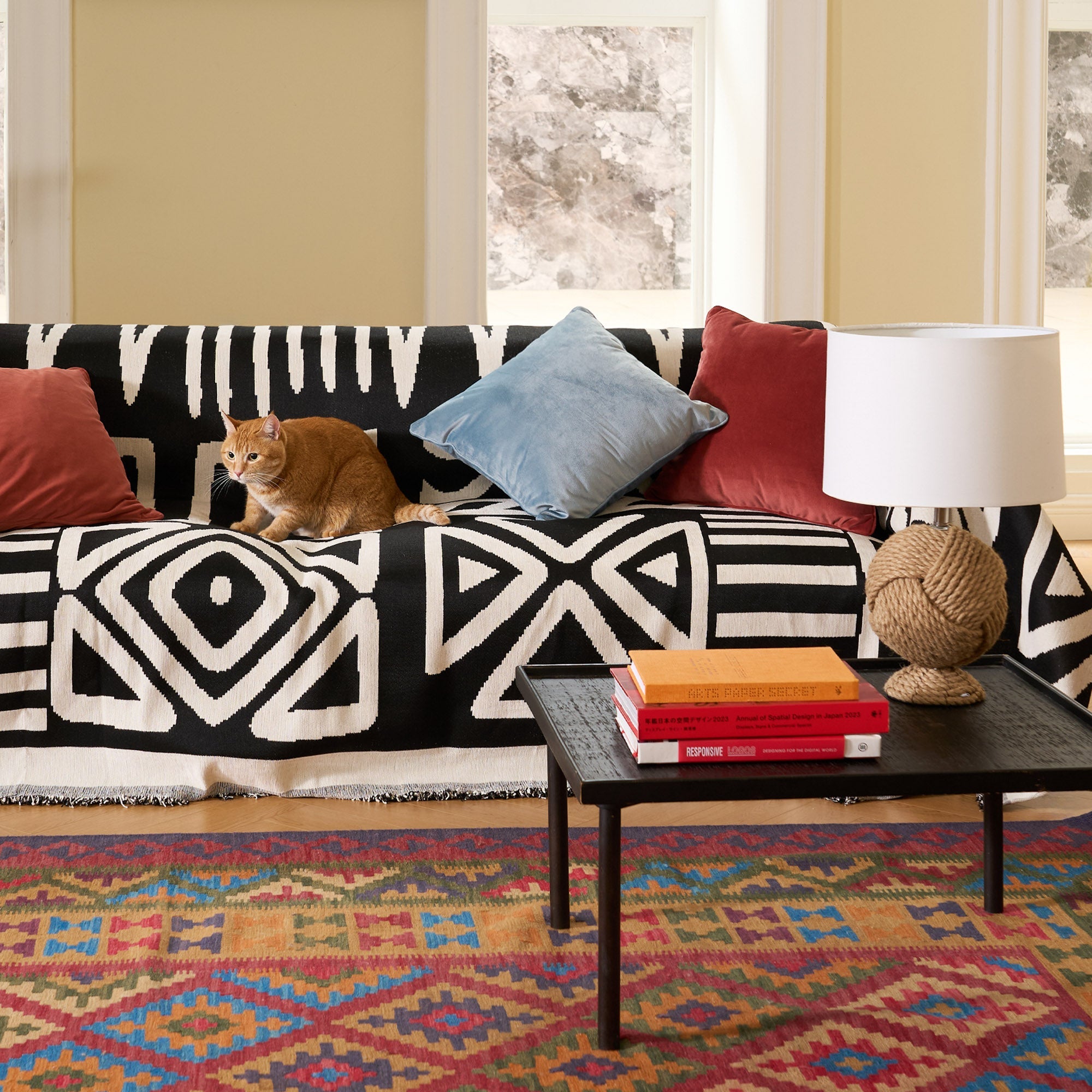 Antislip Geometrisch Patroon Pluche Sofa Hoes
