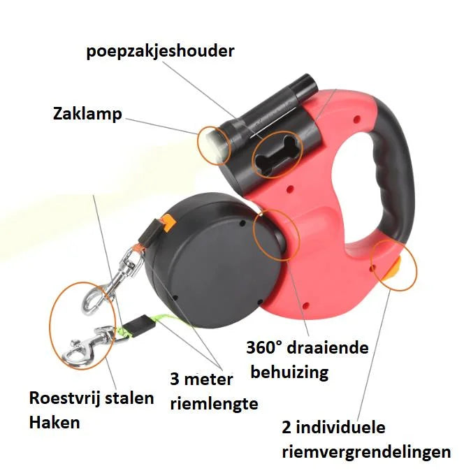 TwinWalk™ | Zeg vaarwel tegen in de knoop zittende hondenriemen!