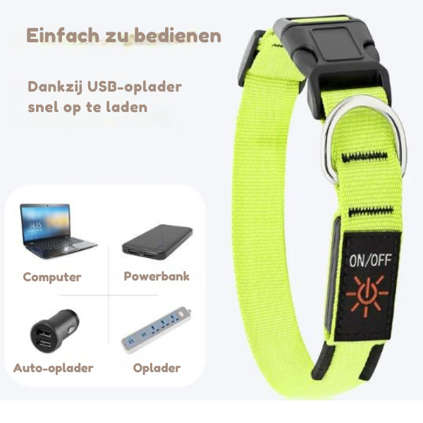 BrightPaw™ | Oplaadbare LED Hondenhalsband voor Veiligheid